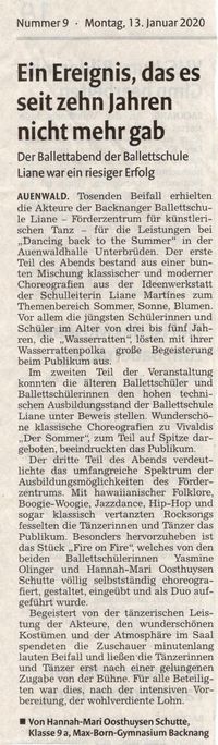 Backnanger Kreiszeitung vom 13.01.2020